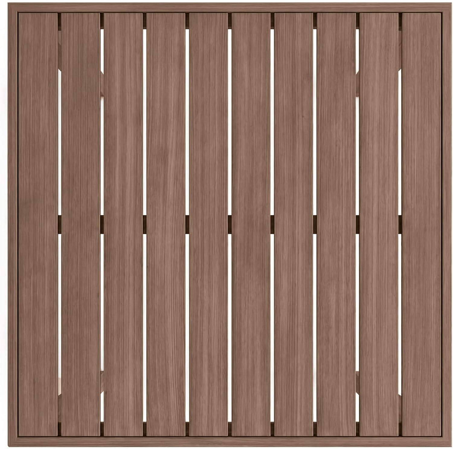 image:imageMartha Stewart Bedford 5 Piece Bar Height Indoor Outdoor Aluminum Patio Set 355 Square Slat Top Table 4 Stools Gray Brushed Woodgrain Finish Gray Seat CushionsBrown