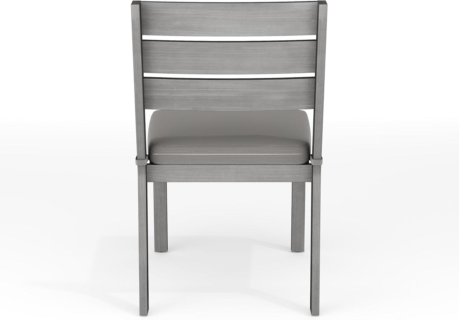 image:imageMartha Stewart Bedford 5 Piece Indoor Outdoor Aluminum Patio Set 36 Round Trestle Base Table 4 Stackable Chairs Gray Brushed Woodgrain Gray Seat CushionsGrey