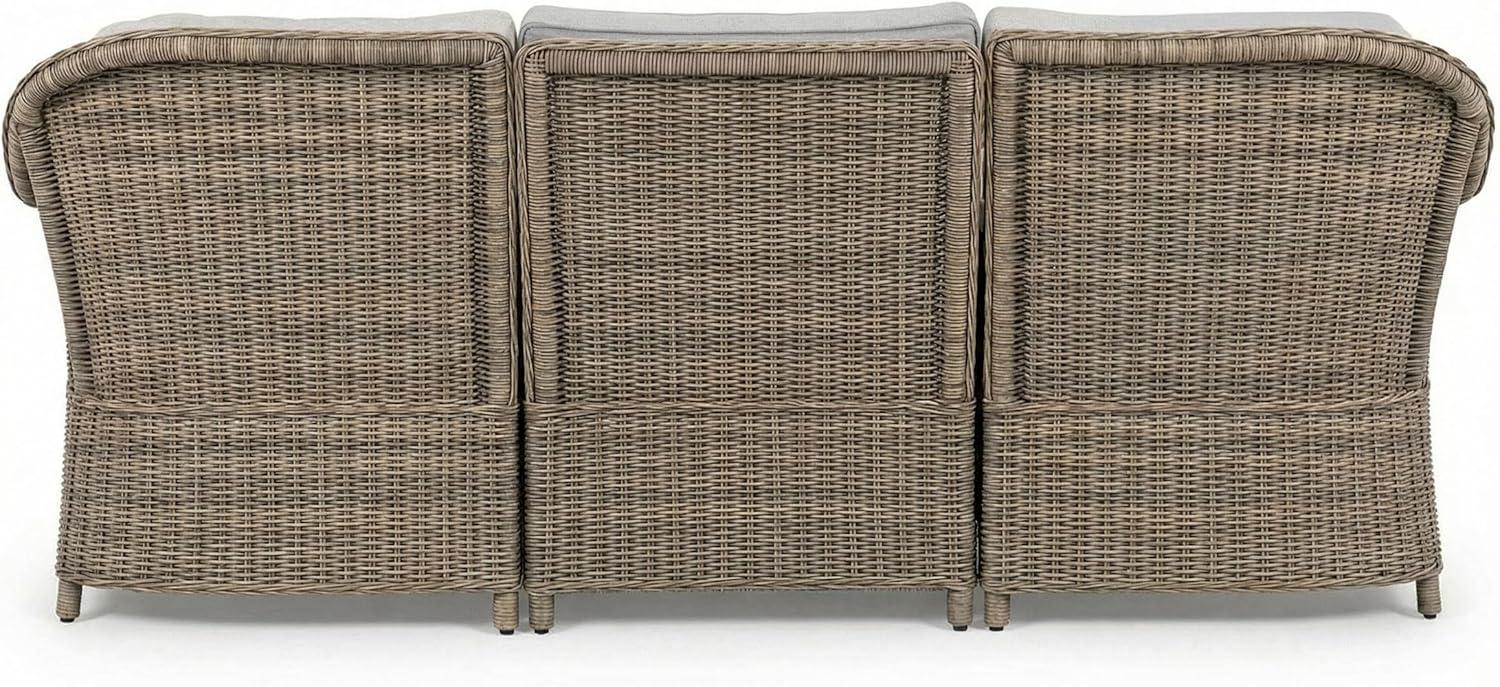 image:imageMartha Stewart Lily Pond IndoorOutdoor 3Seat Patio Sofa and Ottoman in Weathered Gray Rattan Wicker with AllWeather Gray Back Seat and Ottoman Cushions