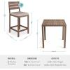 Martha Stewart Bedford 3 Piece Bar Height Indoor Outdoor Aluminum Patio Set, 35.5″ Square Slat Top Table, 2 Stools, Gray Brushed Woodgrain Finish, Gray Seat Cushions(Brown)