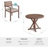 Martha Stewart Bedford 5 Piece Indoor Outdoor Aluminum Patio Set, 36″ Round Trestle Base Table, 4 Stackable Armchairs, Gray Brushed Woodgrain, Gray Seat Cushions(Brown)