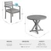 Martha Stewart Bedford 5 Piece Indoor Outdoor Aluminum Patio Set, 36″ Round Trestle Base Table, 4 Stackable Armchairs, Gray Brushed Woodgrain, Gray Seat Cushions(Grey)