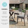 Martha Stewart Bedford 5 Piece Indoor Outdoor Aluminum Patio Set, 36″ Round Trestle Base Table, 4 Stackable Chairs, Gray Brushed Woodgrain, Gray Seat Cushions(Grey)