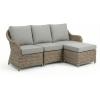 Martha Stewart Lily Pond Indoor-Outdoor 3-Seat Patio Sofa and Ottoman in Weathered Gray Rattan Wicker with All-Weather Gray Back, Seat and Ottoman Cushions