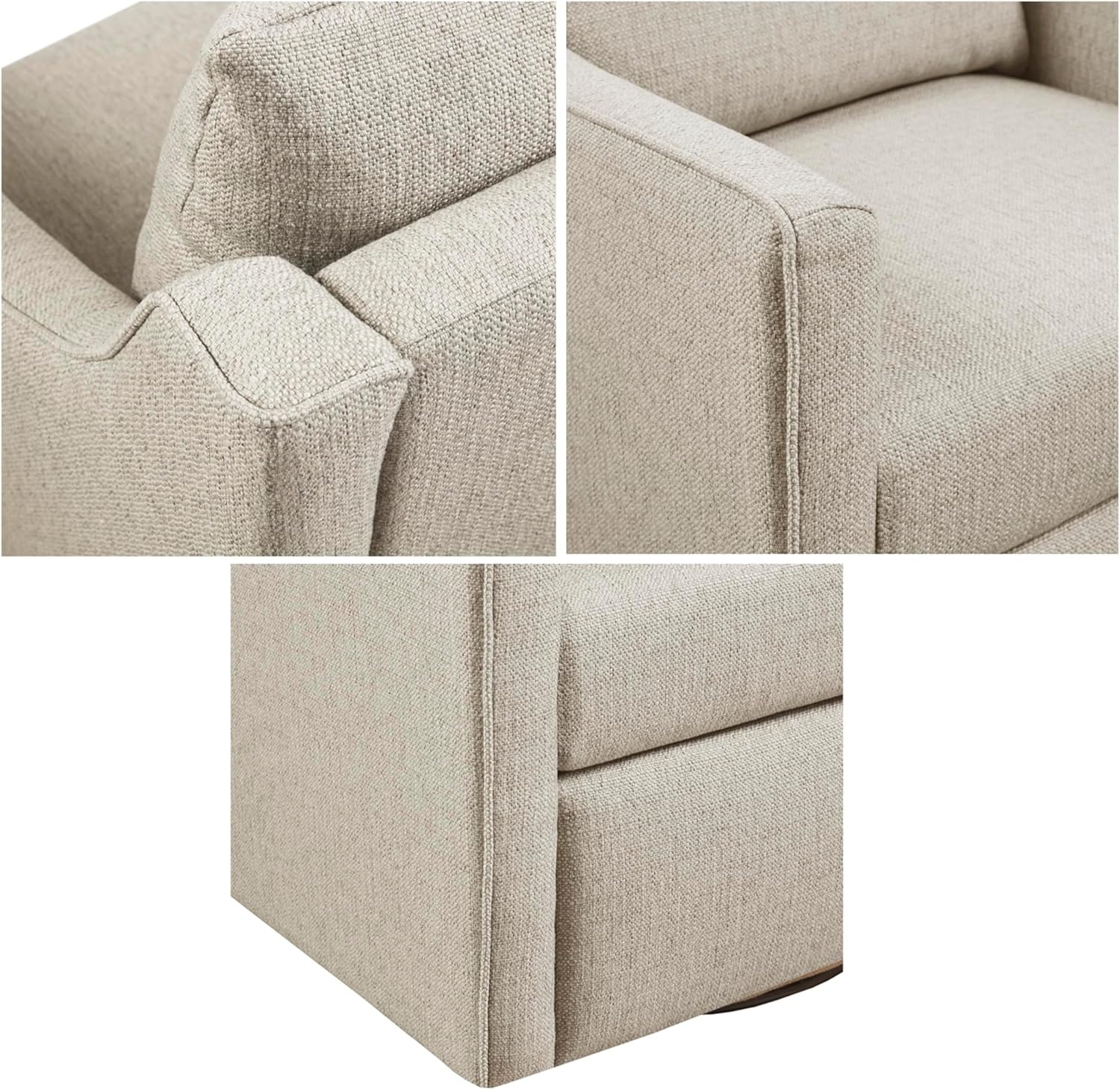 image:imageMartha Stewart Amber Swivel Chair for Living Room Barrel Style Bedroom Lounge Removable Foam Seat Cushion Upholstered Nursery Furniture Metal Base Fully Assembled 305 D x 30 W x 35 H Natural