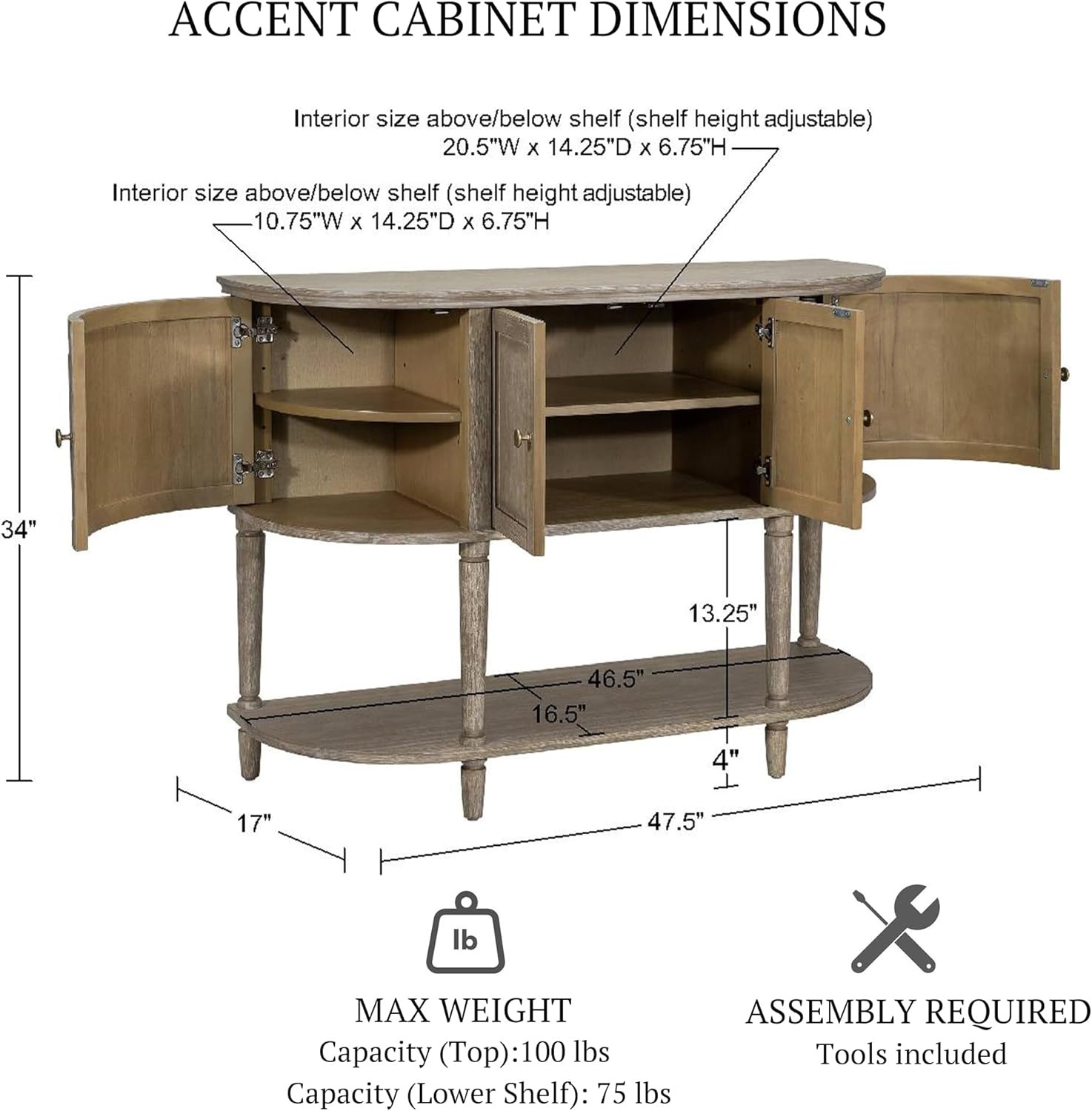image:imageMartha Stewart Ayanna Accent Cabinet Storage for Living Room Accent Chest with Adjustable Inner Shelf Living Room Storage Chest with Shelf Farmhouse Living Room Cabinet 34 H Reclaimed Wheat