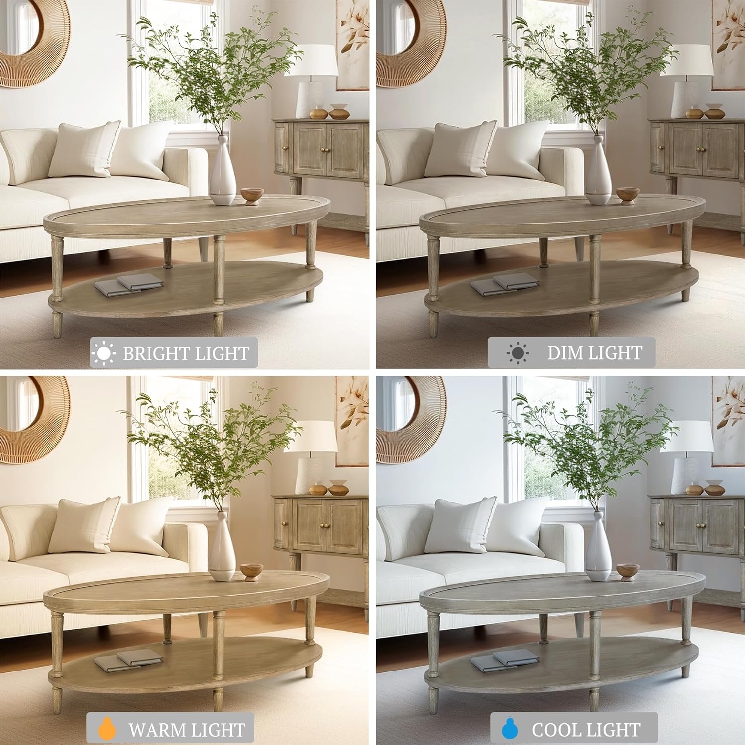 image:imageMartha Stewart Ayanna Round Coffee Table for Living Room Bedford Collection Farmhouse Coffee Table with Shelving for Storage Modern Farmhouse Living Room Table 48 Wide Reclaimed Greige