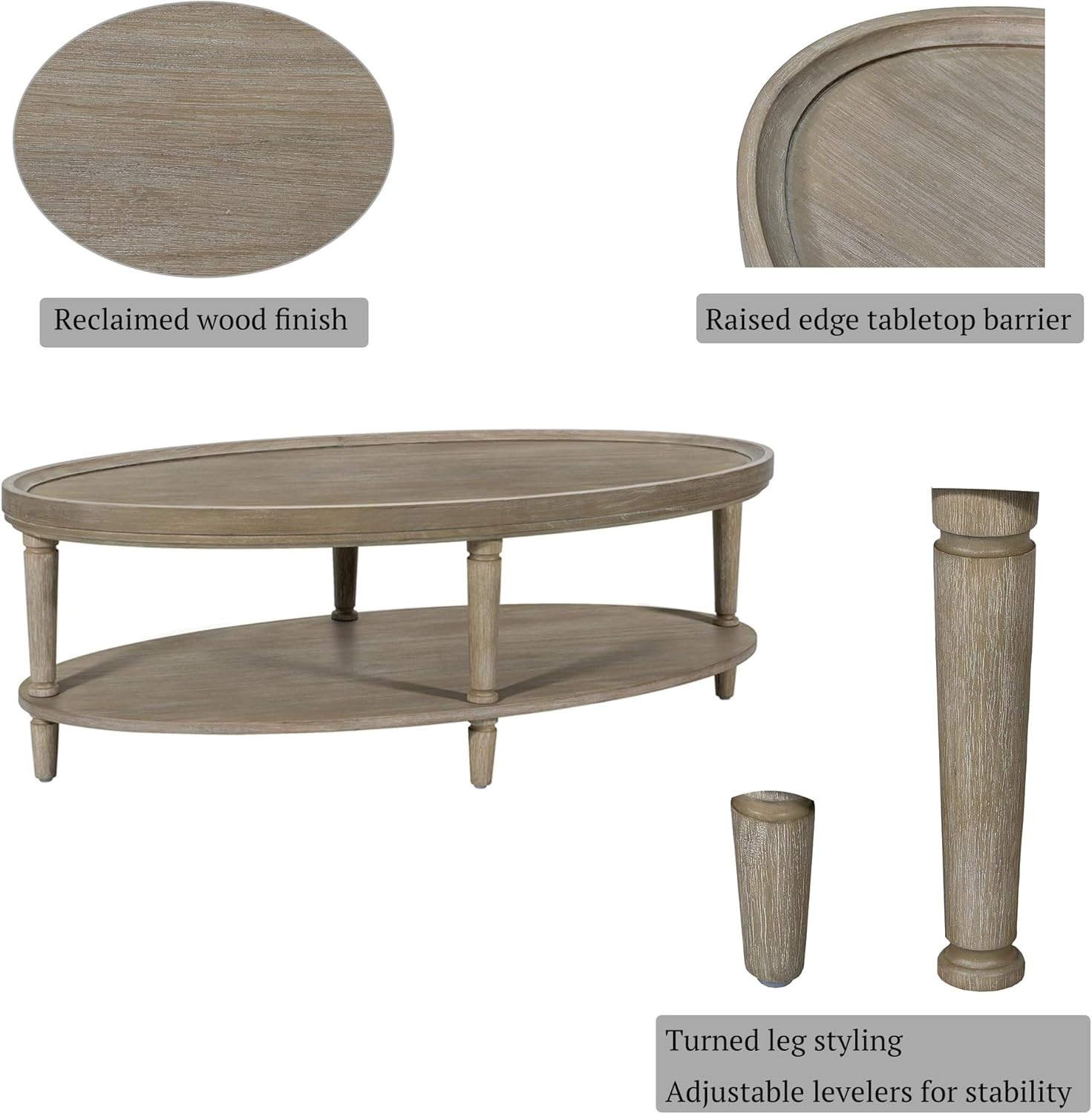 image:imageMartha Stewart Ayanna Round Coffee Table for Living Room Bedford Collection Farmhouse Coffee Table with Shelving for Storage Modern Farmhouse Living Room Table 48 Wide Reclaimed Greige