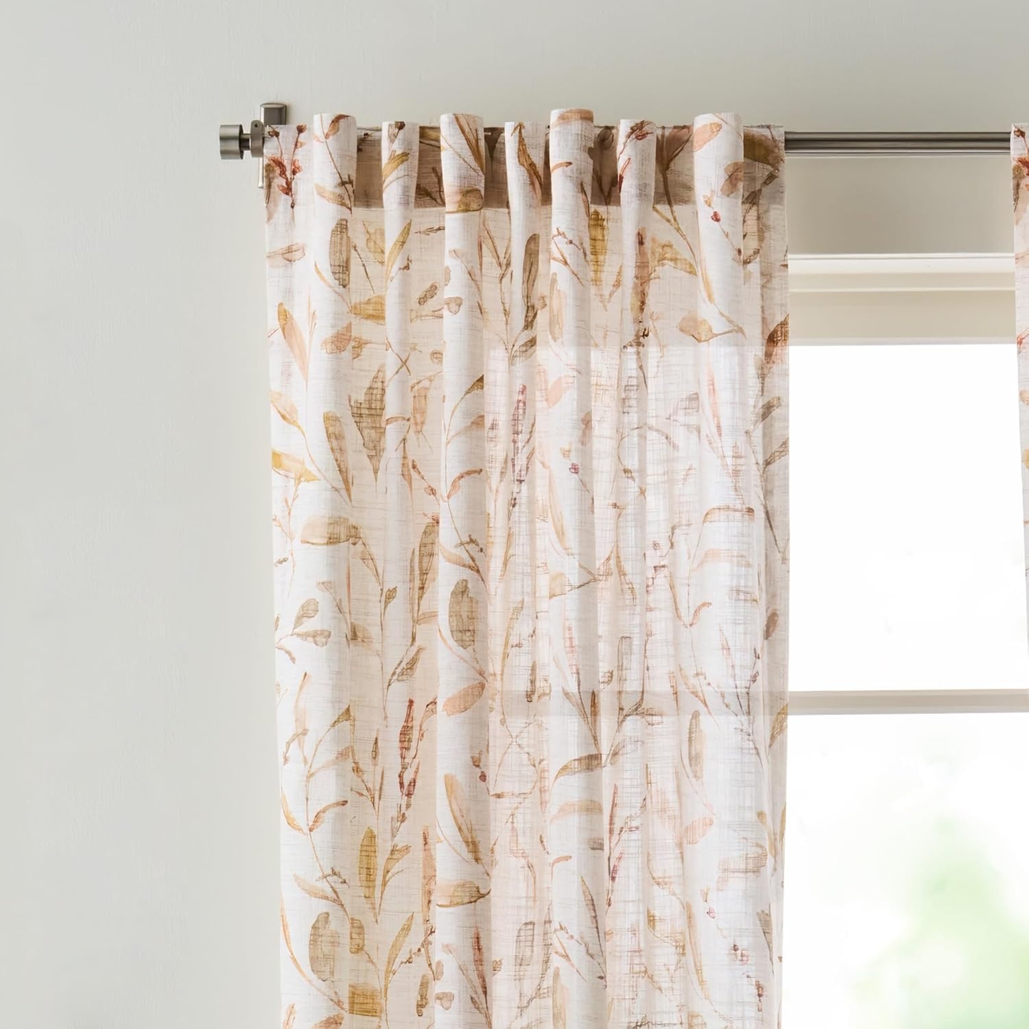 image:imageMartha Stewart Beige Cotton Curtains  Terracotta Rust Leaf Design  LightFiltering Curtain Panels for Living Room Decor  50 x 95  Set of 2Beige Rust