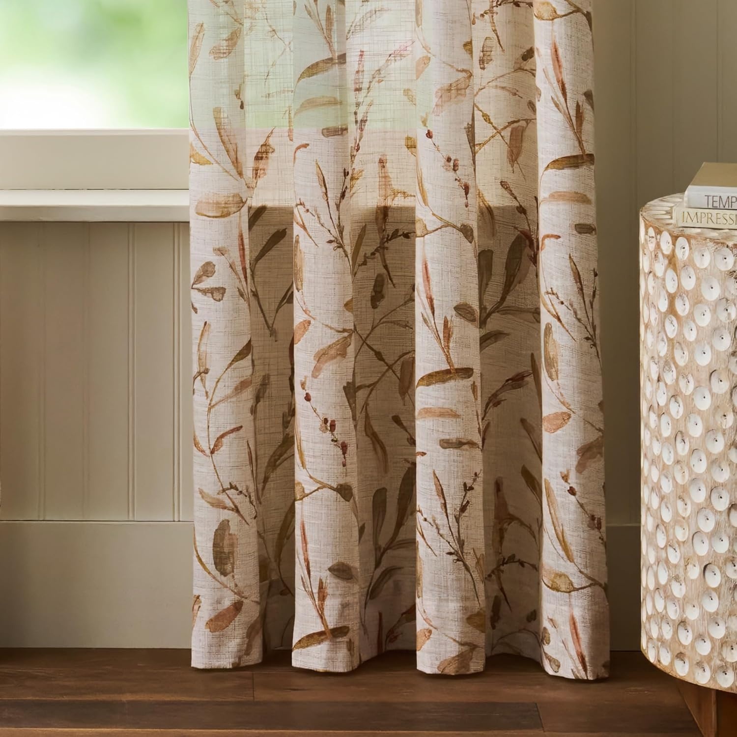 image:imageMartha Stewart Beige Cotton Curtains  Terracotta Rust Leaf Design  LightFiltering Curtain Panels for Living Room Decor  50 x 95  Set of 2Beige Rust