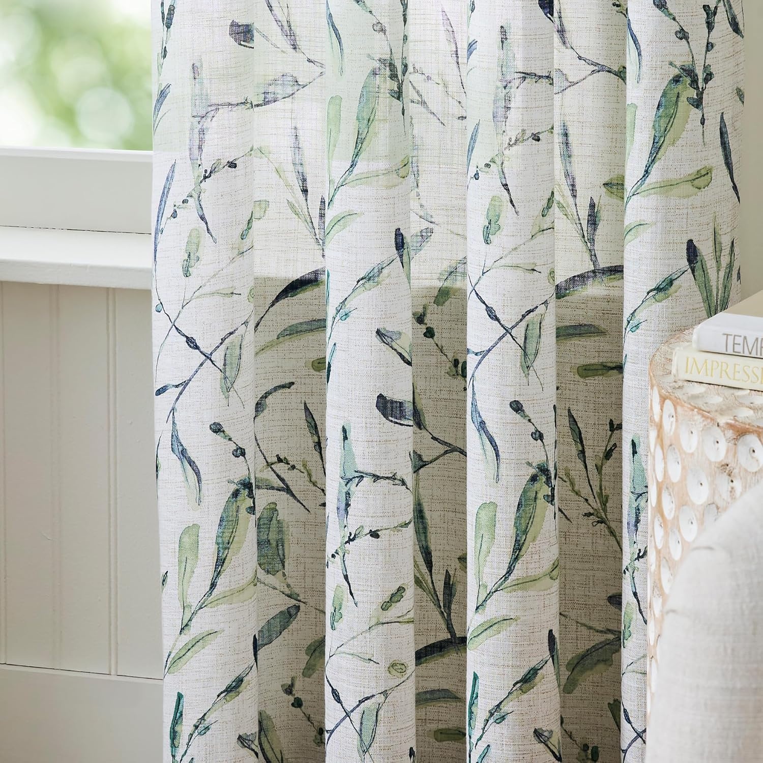 image:imageMartha Stewart Beige Cotton Curtains Terracotta Rust Leaf Design LightFiltering Curtain Panels for Living Room Decor 50 x 95 Set of 2Blue Green