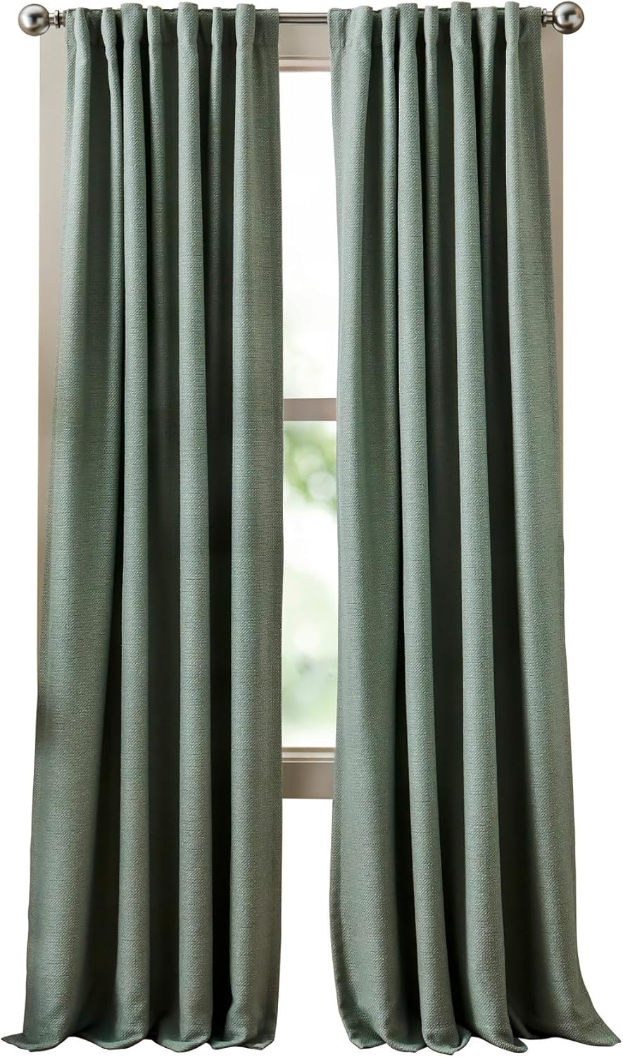 image:imageMartha Stewart Blackout Curtains 50 x 95 Set of 2 Light Blocking Window Curtain Panels for Bedroom Living Room Sage GreenSage Green