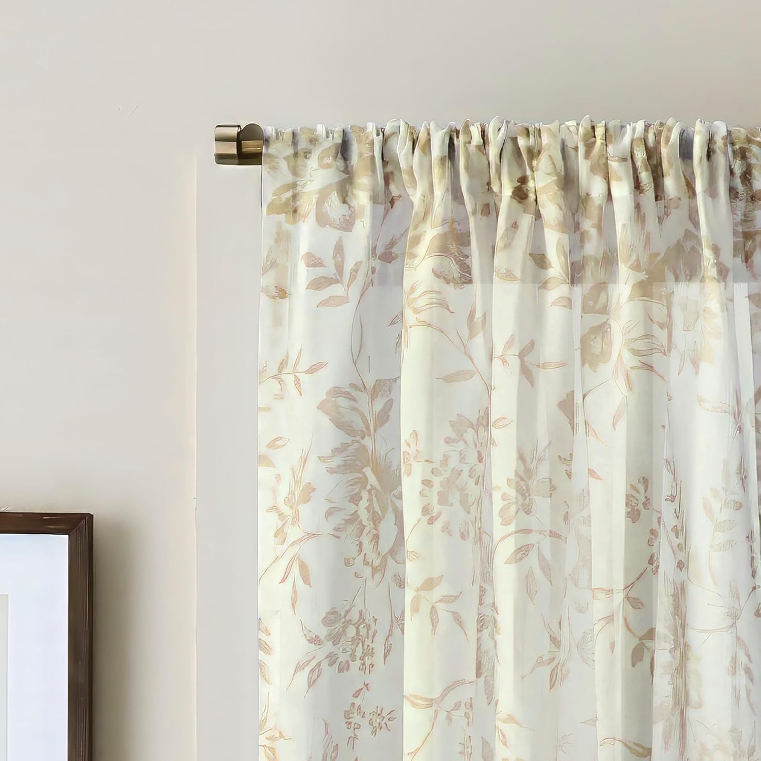 image:imageMartha Stewart Blue and White Curtains LightFiltering Floral Curtain Panels for Living Room 50 x 84 Set of 2Beige Tan