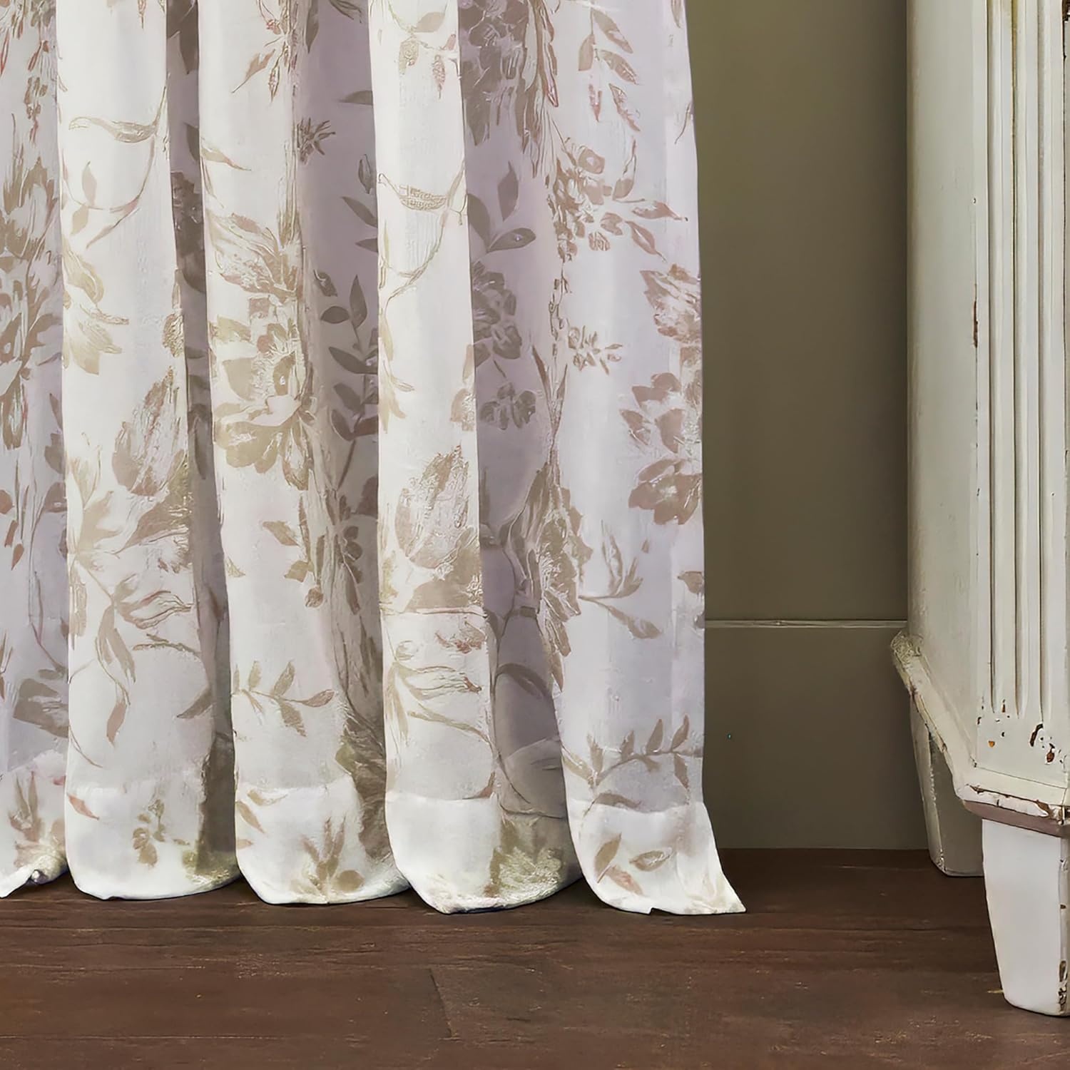 image:imageMartha Stewart Blue and White Curtains LightFiltering Floral Curtain Panels for Living Room 50 x 84 Set of 2Beige Tan