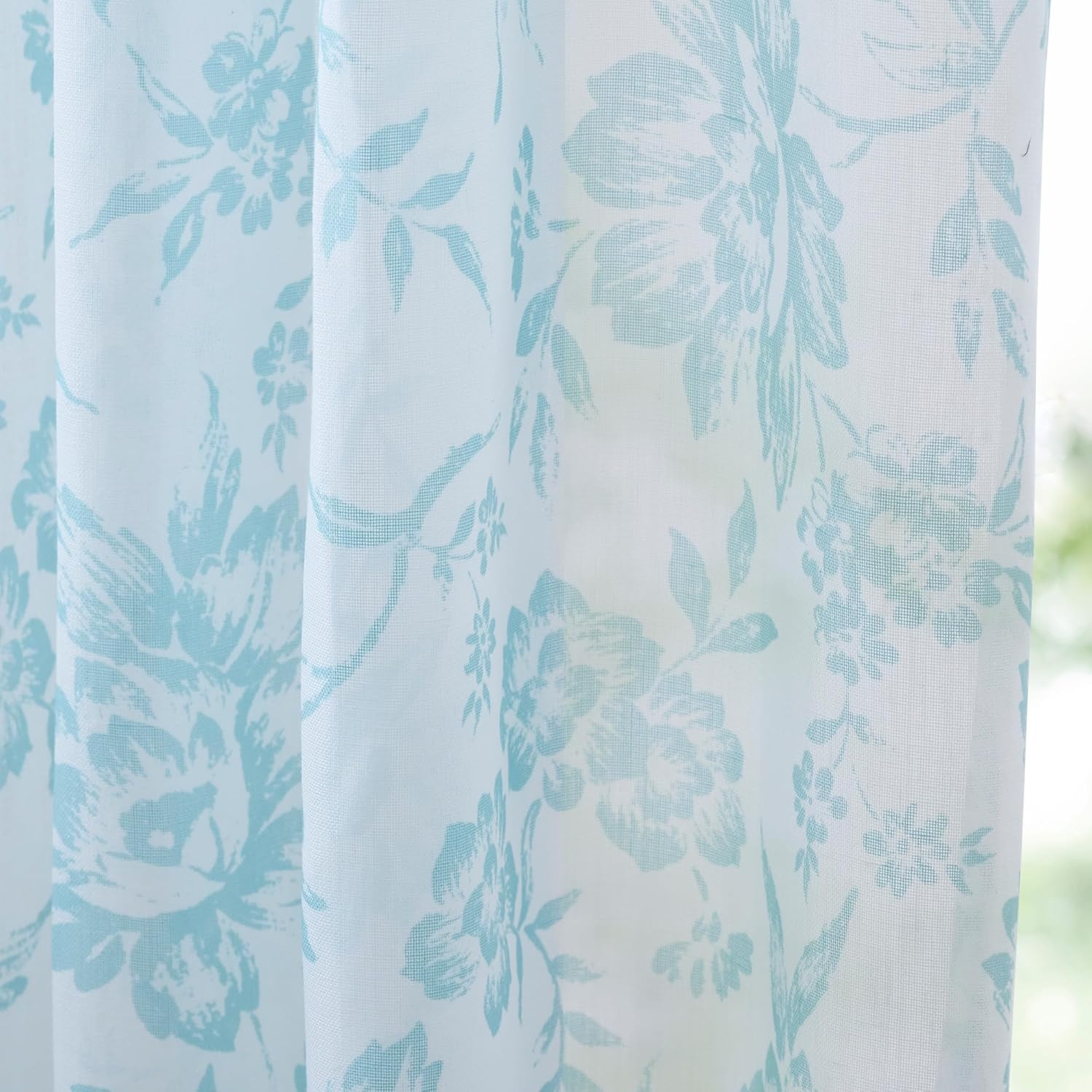 image:imageMartha Stewart Blue and White Curtains LightFiltering Floral Curtain Panels for Living Room 50 x 84 Set of 2Blue White