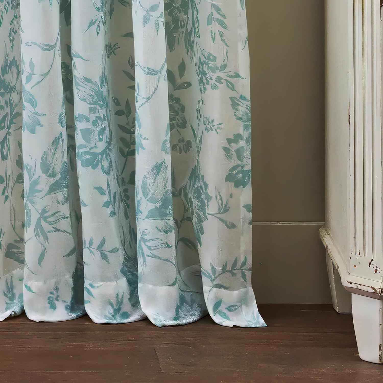 image:imageMartha Stewart Blue and White Curtains LightFiltering Floral Curtain Panels for Living Room 50 x 84 Set of 2Blue White