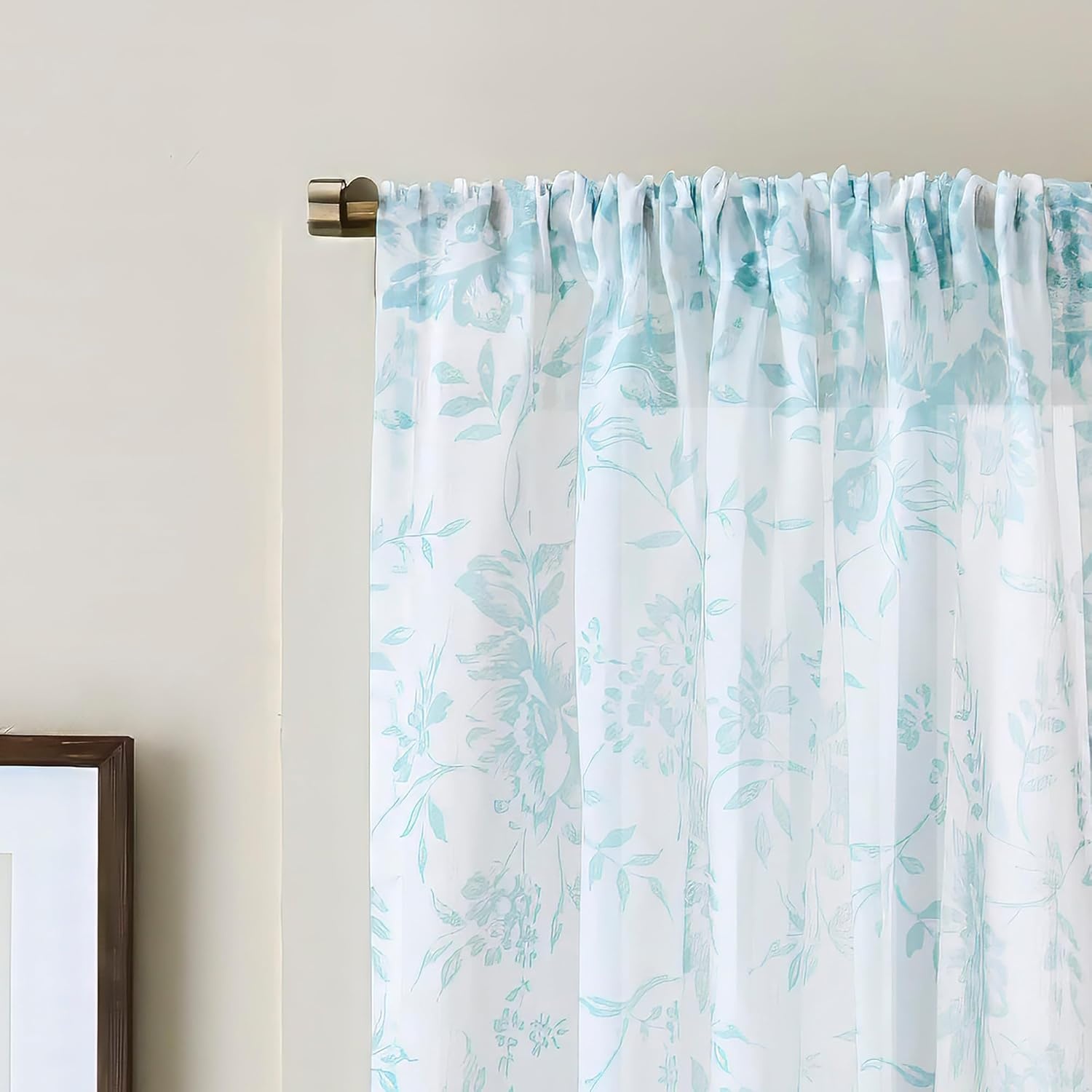 image:imageMartha Stewart Blue and White Curtains LightFiltering Floral Curtain Panels for Living Room 50 x 84 Set of 2Blue White