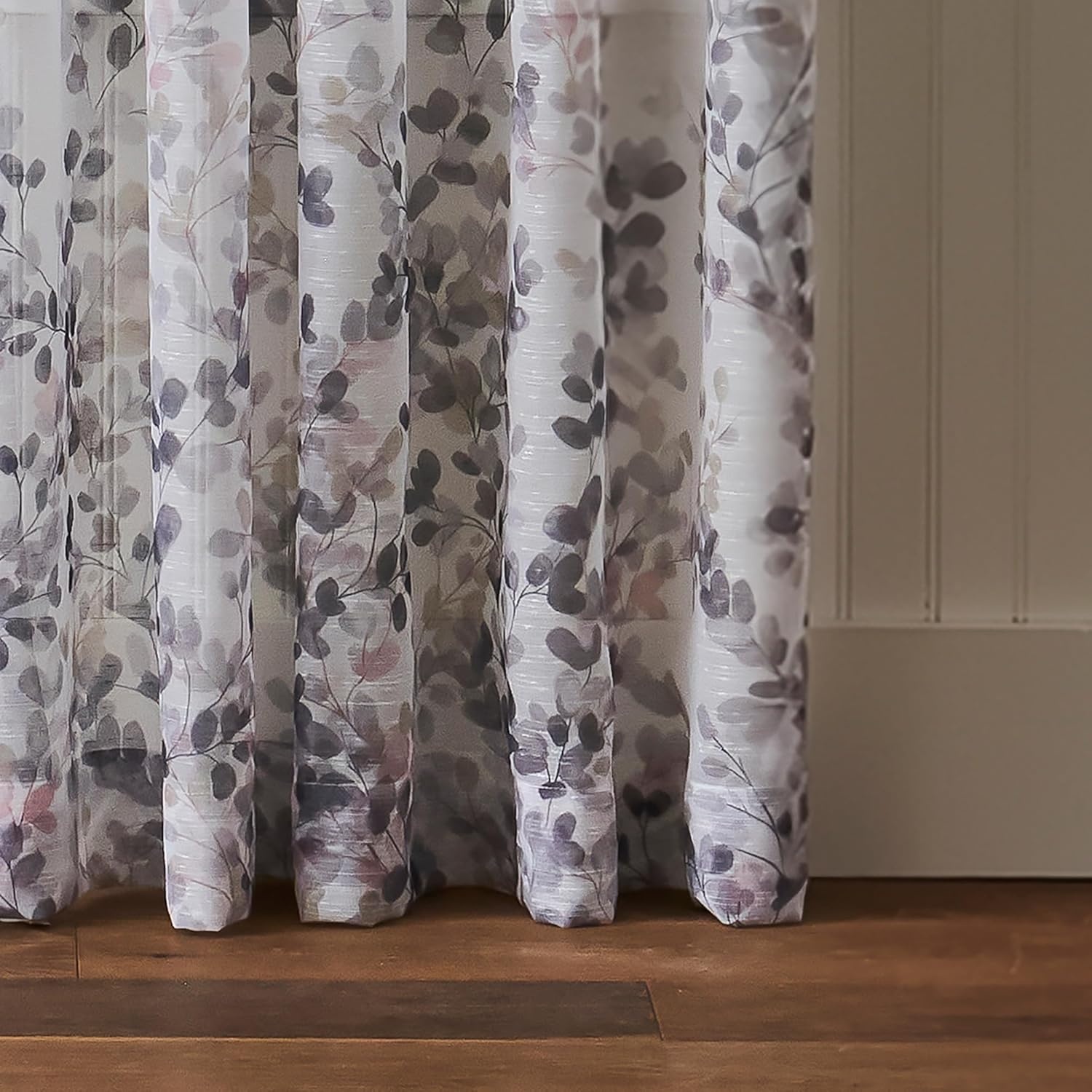 image:imageMartha Stewart Botanical Sheer Window Curtains 50 x 95 Set of 2 Rod Pocket Curtain Panels for Living Room White Grey Central ParkMulti Grey