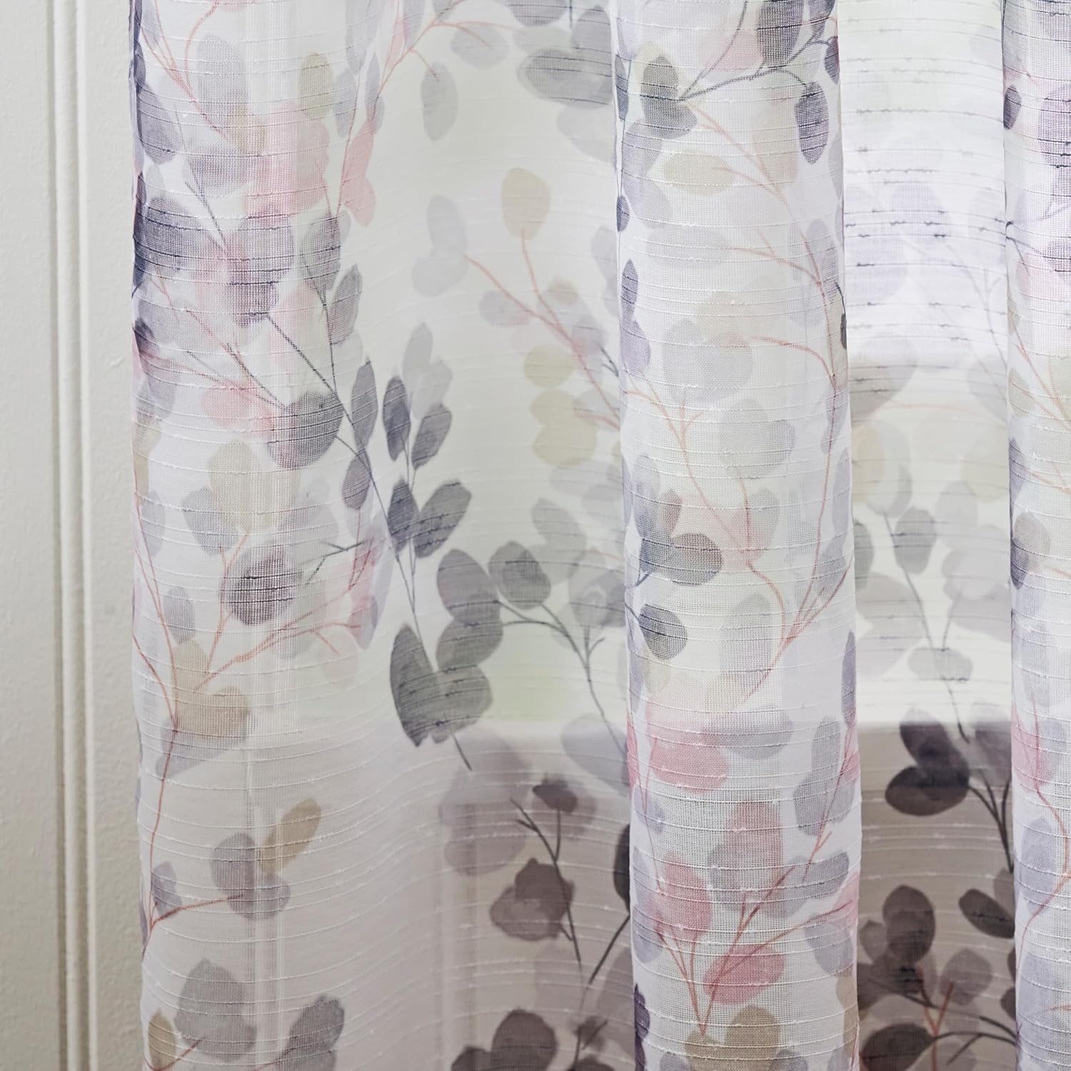 image:imageMartha Stewart Botanical Sheer Window Curtains 50 x 95 Set of 2 Rod Pocket Curtain Panels for Living Room White Grey Central ParkMulti Grey