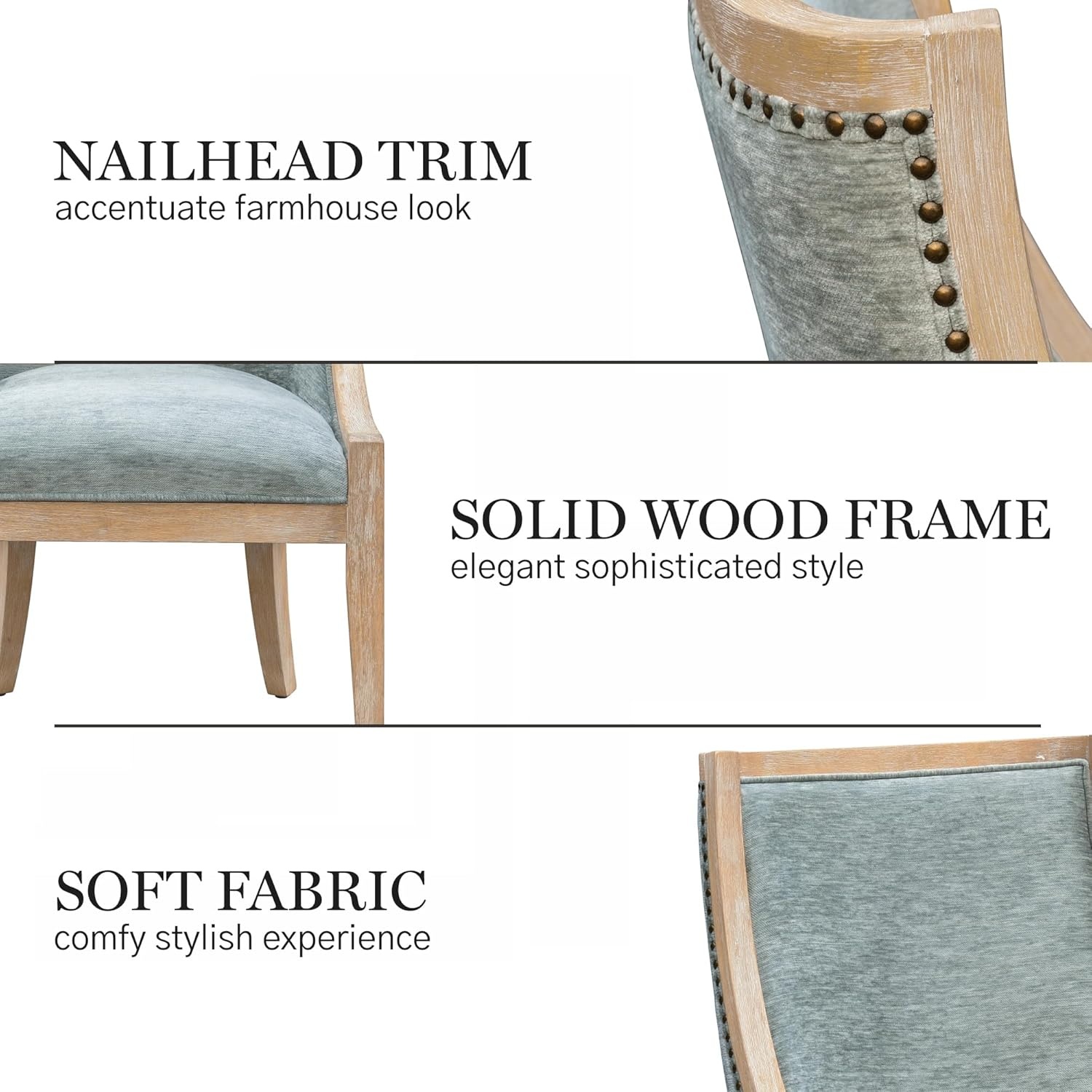 image:imageMartha Stewart Farmhouse Dining Room Chair Recessed Arm Chair For Bedrooms Nailhead Trim Solid Wood Legs Upholstered Reading Accent Chairs For Living Room Kitchen Decor Soft Green ElmcrestSoft Green