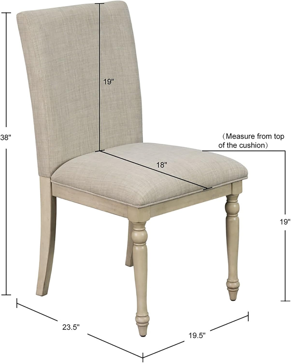image:imageMartha Stewart Fiona Classic Upholstered Accent Dining Chairs Set of 2 Padded Seat CushionBack Solid Wood Frame and Turned Legs Simple Distressed Rustic Farmhouse Kitchen Furniture Light Grey