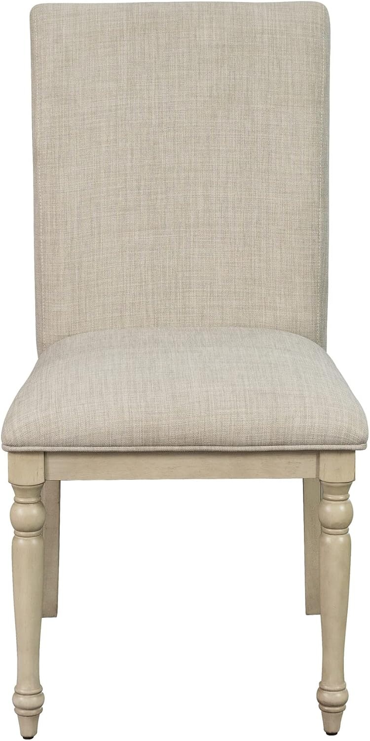 image:imageMartha Stewart Fiona Classic Upholstered Accent Dining Chairs Set of 2 Padded Seat CushionBack Solid Wood Frame and Turned Legs Simple Distressed Rustic Farmhouse Kitchen Furniture Light Grey
