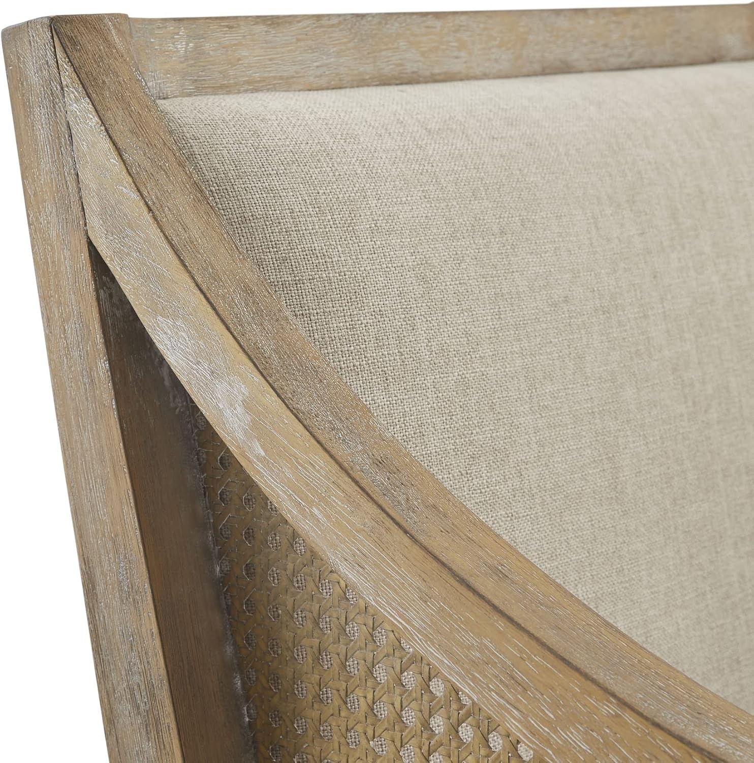 image:imageMartha Stewart Isla Accent Chairs for Living Room with Solid Wood Frame Cane Webbed Swoop Track Arms Turned Legs Farmhouse Coastal Cottage Deep Seating Lounge Reclaimed Wood NaturalReclaimed Wood Natural