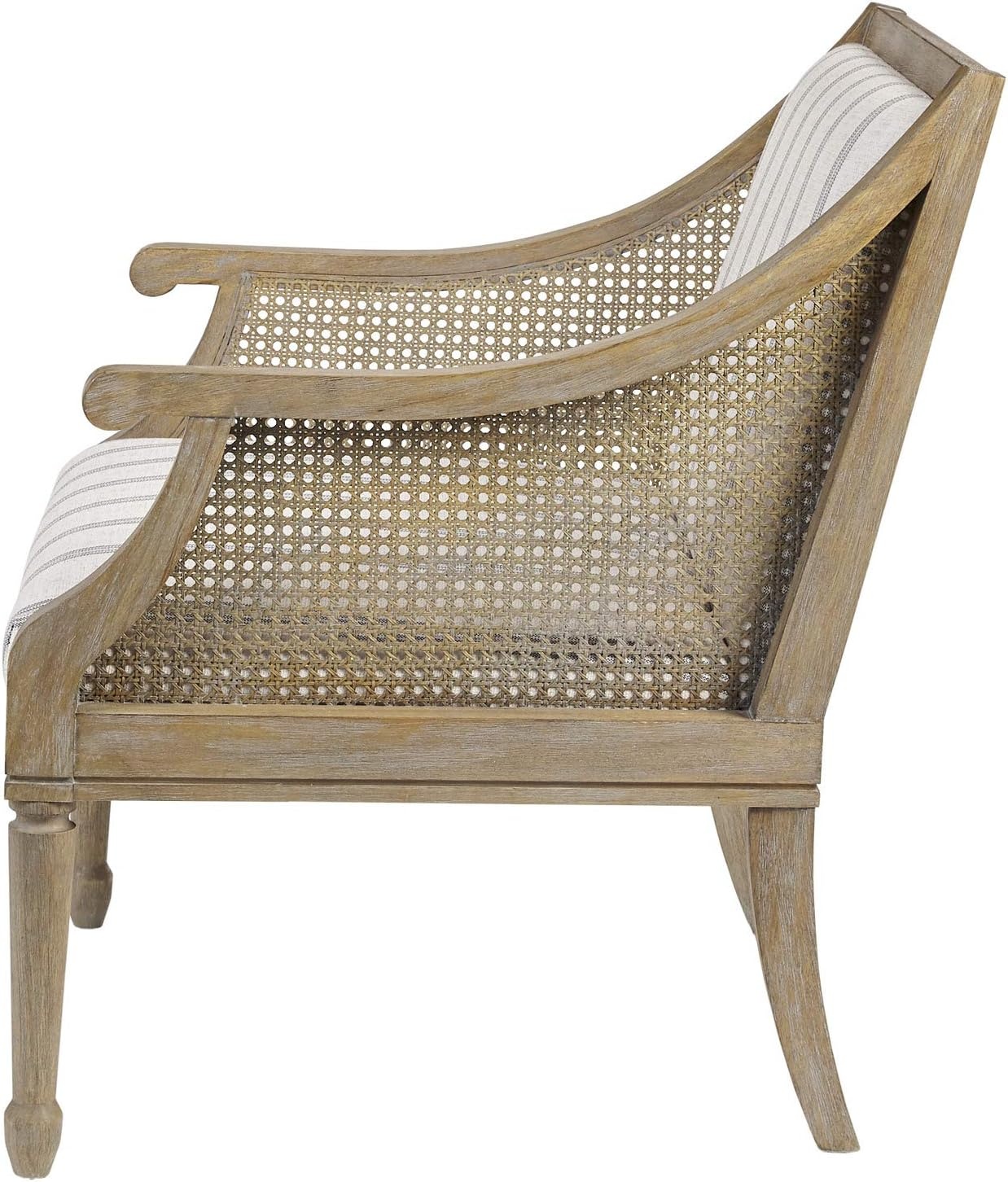 image:imageMartha Stewart Isla Accent Chairs for Living Room with Solid Wood Frame Cane Webbed Swoop Track Arms Turned Legs Farmhouse Coastal Cottage Deep Seating Lounge Reclaimed Wood NaturalReclaimed Wood Beige