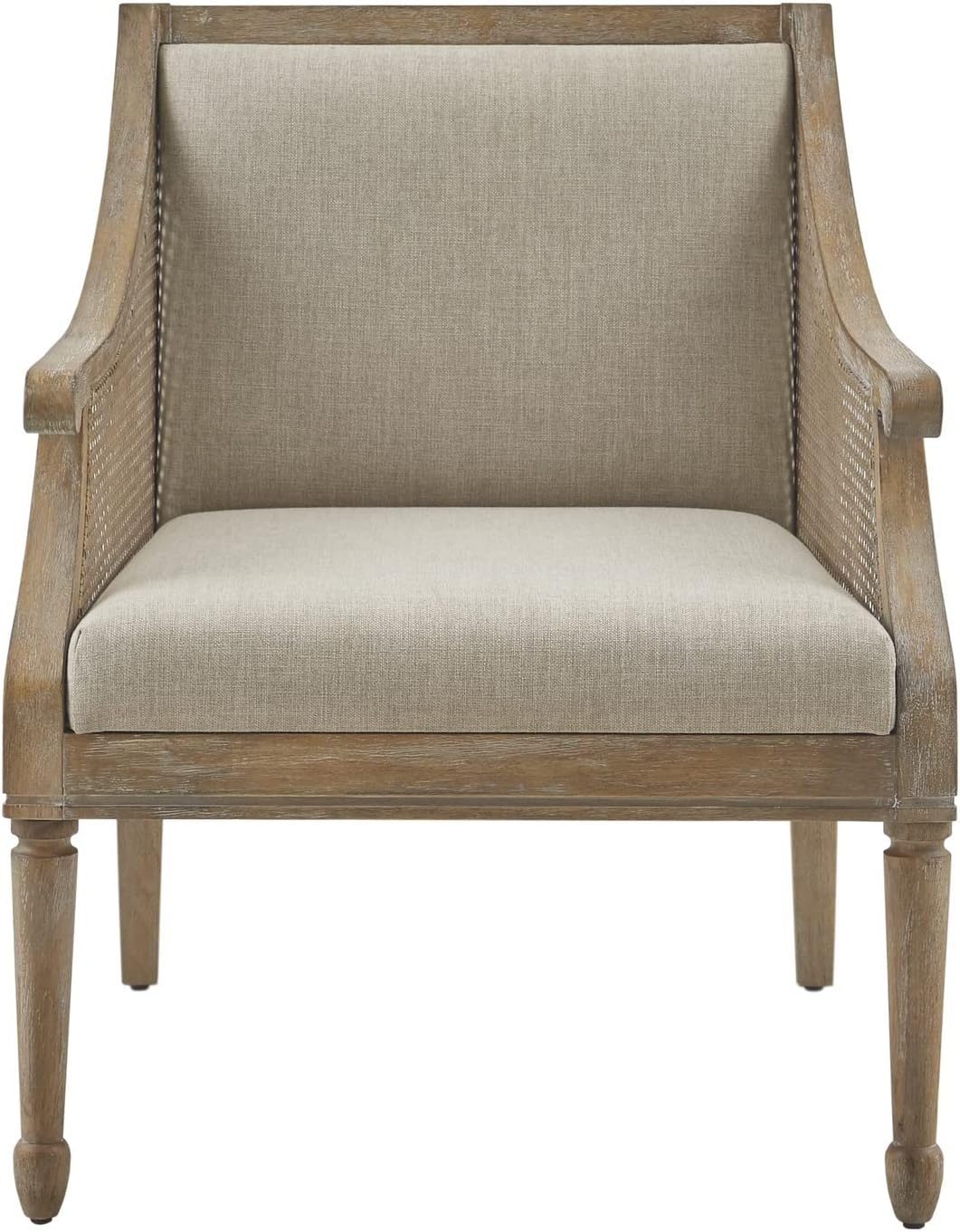 image:imageMartha Stewart Isla Accent Chairs for Living Room with Solid Wood Frame Cane Webbed Swoop Track Arms Turned Legs Farmhouse Coastal Cottage Deep Seating Lounge Reclaimed Wood NaturalReclaimed Wood Natural