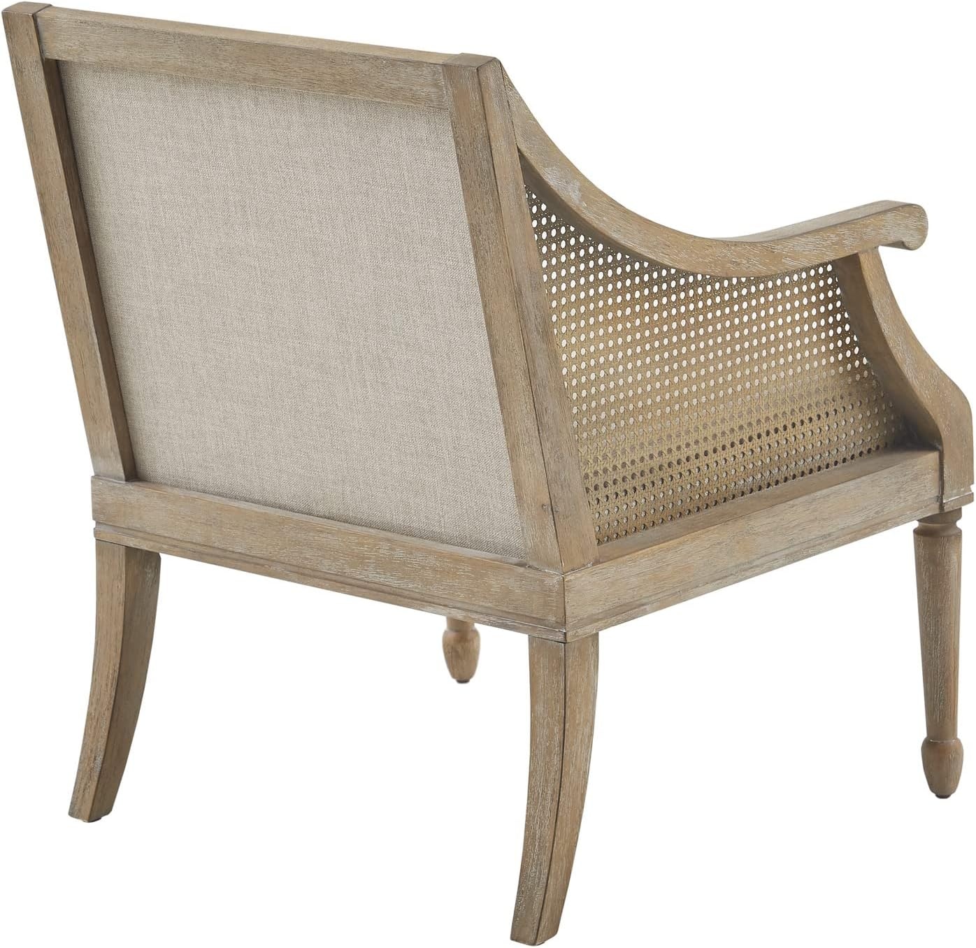 image:imageMartha Stewart Isla Accent Chairs for Living Room with Solid Wood Frame Cane Webbed Swoop Track Arms Turned Legs Farmhouse Coastal Cottage Deep Seating Lounge Reclaimed Wood NaturalReclaimed Wood Natural