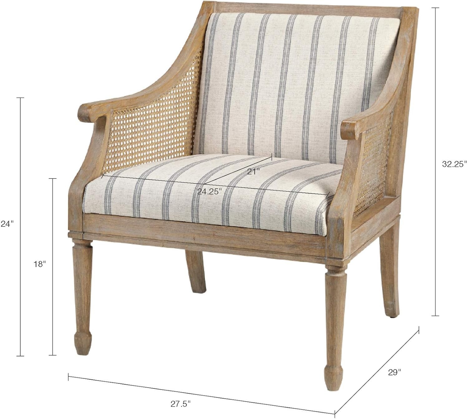 image:imageMartha Stewart Isla Accent Chairs for Living Room with Solid Wood Frame Cane Webbed Swoop Track Arms Turned Legs Farmhouse Coastal Cottage Deep Seating Lounge Reclaimed Wood NaturalReclaimed Wood Beige