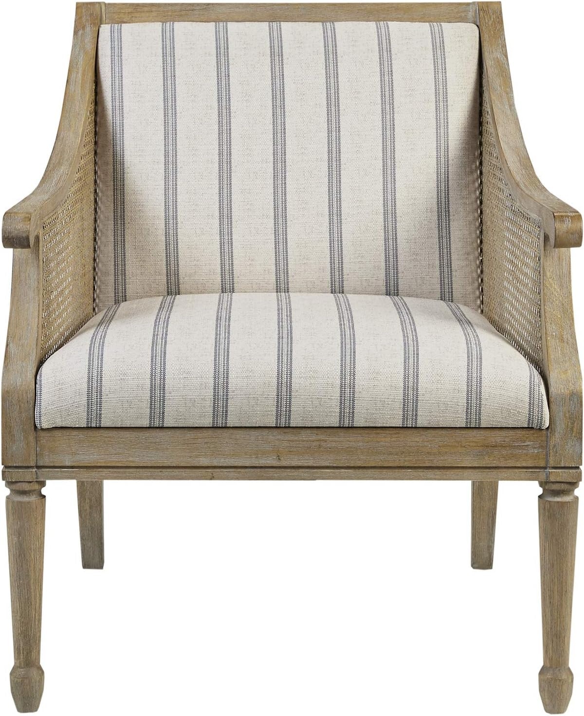 image:imageMartha Stewart Isla Accent Chairs for Living Room with Solid Wood Frame Cane Webbed Swoop Track Arms Turned Legs Farmhouse Coastal Cottage Deep Seating Lounge Reclaimed Wood NaturalReclaimed Wood Beige