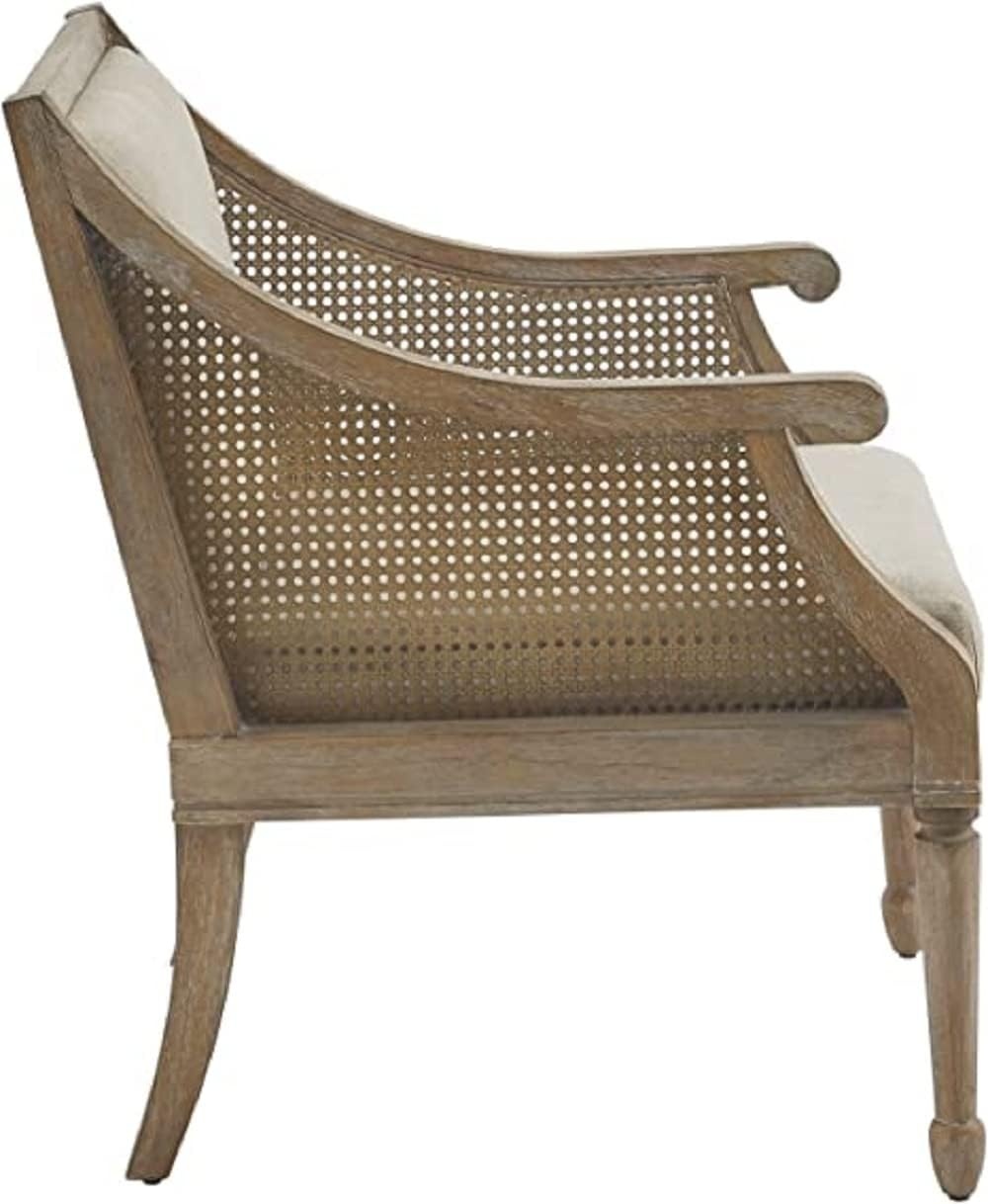 image:imageMartha Stewart Isla Accent Chairs for Living Room with Solid Wood Frame Cane Webbed Swoop Track Arms Turned Legs Farmhouse Coastal Cottage Deep Seating Lounge Reclaimed Wood NaturalReclaimed Wood Natural