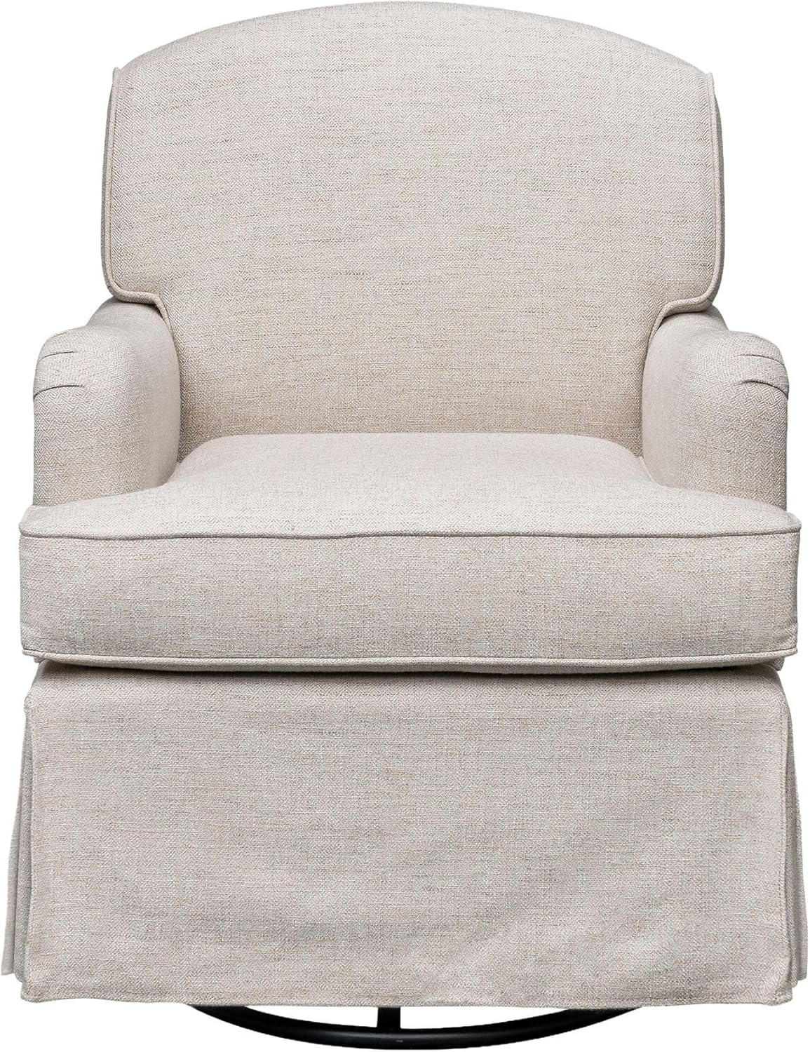 image:imageMartha Stewart Melody Swivel Glider Chair 360 Swivel amp Gentle Gliding Upholstered Jacquard Accent Chair with Rolled Arms amp Skirted Base Pocket Spring Seat Solid Wood Frame Bedroom amp Living Room