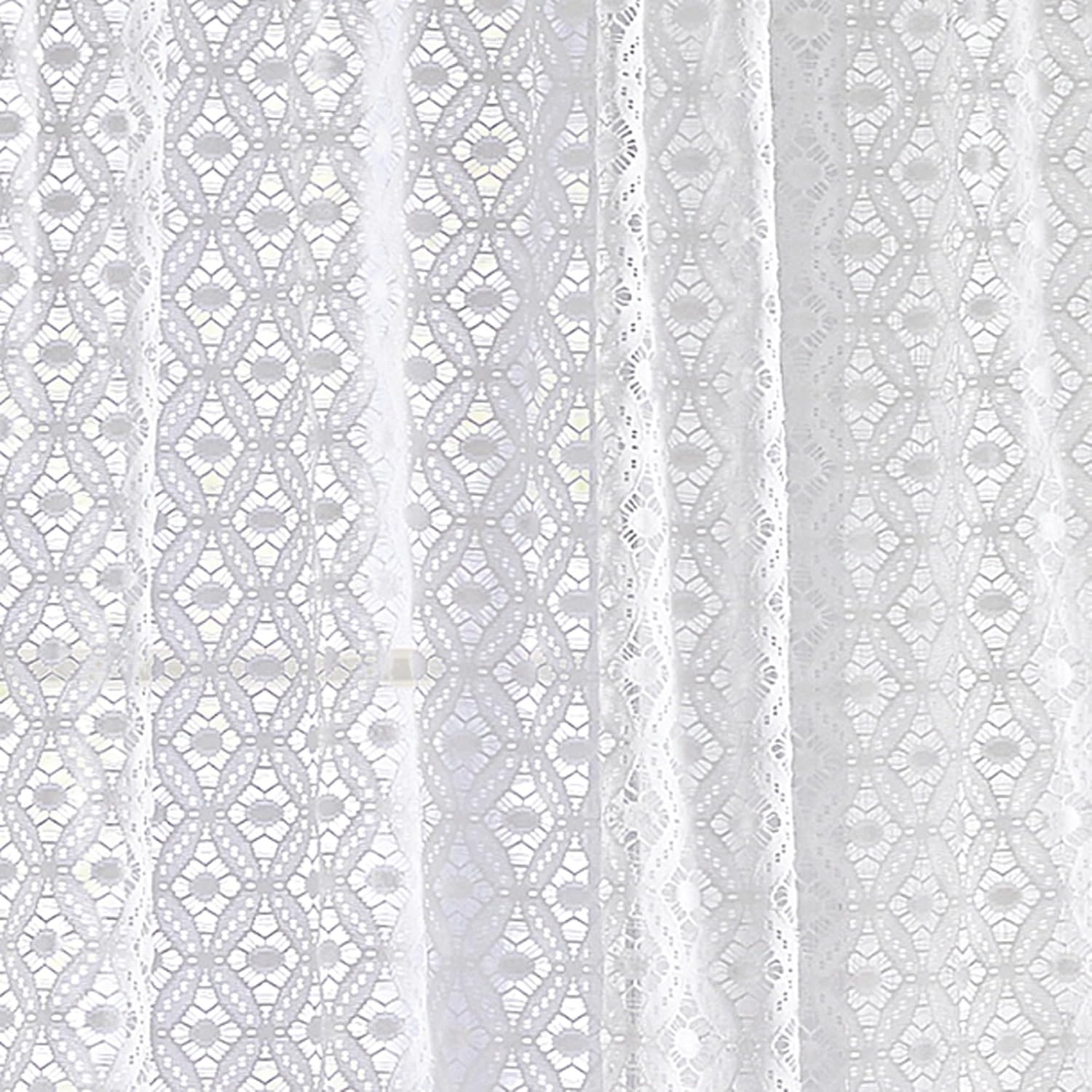 image:imageMartha Stewart White Lace Kitchen Curtains 36 Inch Sheer Cafe Tier Curtains with Valance Set 3 Piece CanterburyWhite