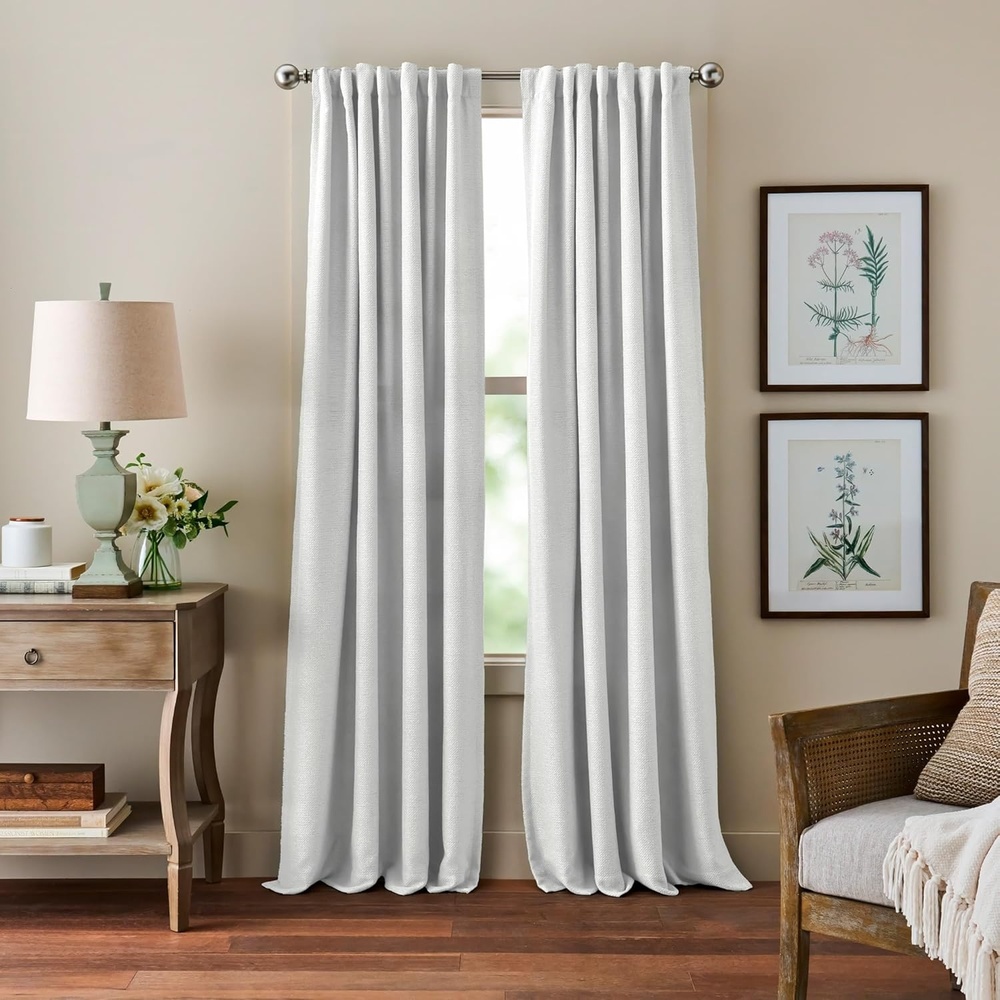 image:imageMartha Stewart Blackout Curtains 50 x 95 Set of 2 Light Blocking Window Curtain Panels for Bedroom Living Room Sage GreenWhite