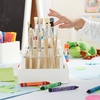 Martha Stewart Crafting Kids’ Accessory Tray – Linen White: Wooden Paintbrush Storage with 4 Compartments, Crayon Marker and Pencil Organizer for Desk(Linen White)