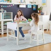Martha Stewart Crafting Kids’ Stools Set of 2 – Pastel Yellow: Wooden Chairs for Kids Art Table with 15″ Seat Height, 2 Matching Anti-Tip Chairs for Children 3 and Up(Linen White)