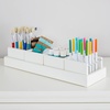Martha Stewart Crafting Kids’ Accessory Tray – Linen White: Wooden Paintbrush Storage with 4 Compartments, Crayon Marker and Pencil Organizer for Desk(Linen White)