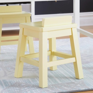 Martha Stewart Crafting Kids’ Stools Set of 2 – Pastel Yellow: Wooden Chairs for Kids Art Table with 15″ Seat Height, 2 Matching Anti-Tip Chairs for Children 3 and Up(Pastel Yellow)